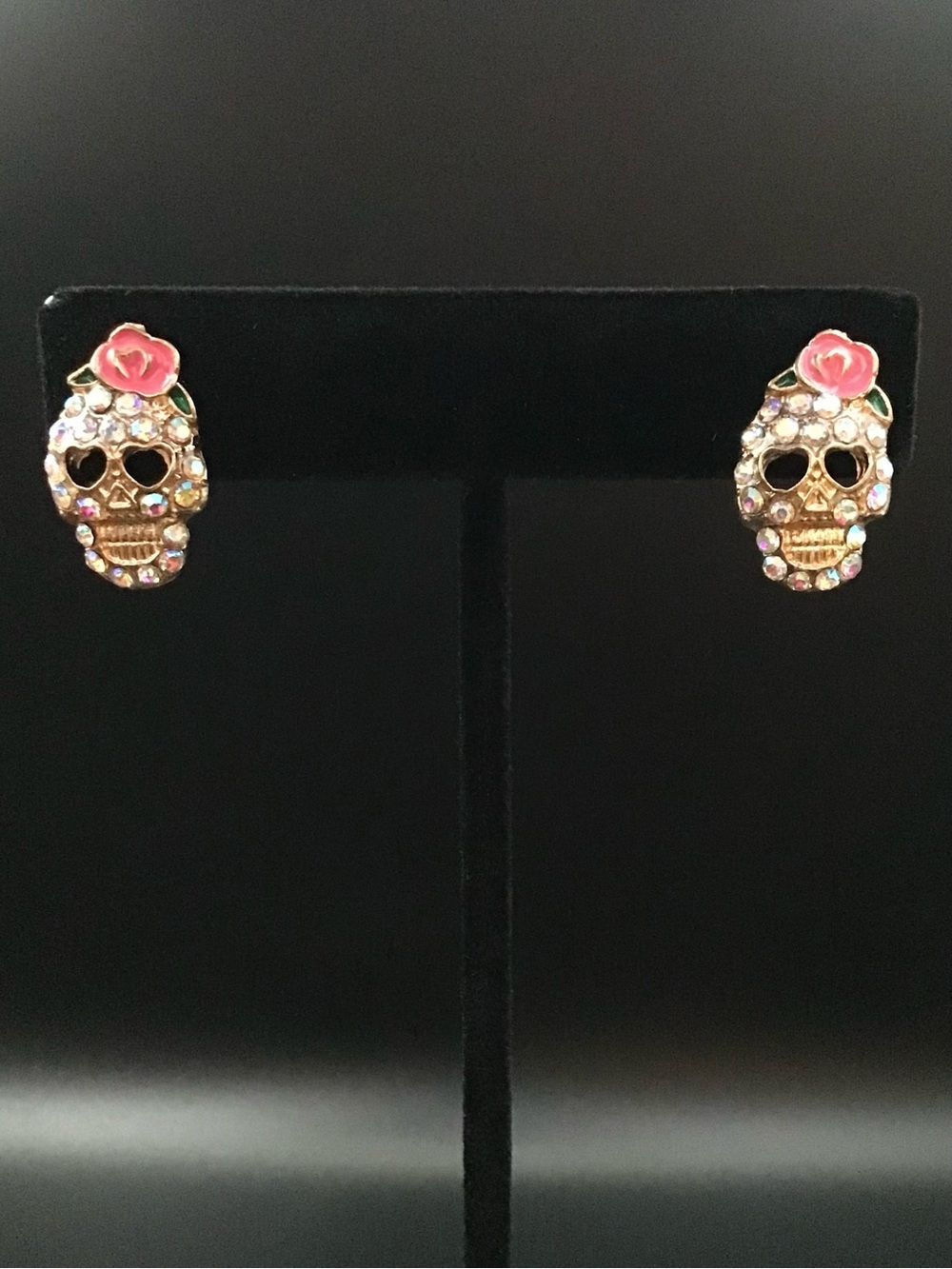 Rhinestone Skulls Stud Earrings